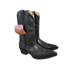 Grinders Womens Dallas Black Leather Cowgirl Western Mid Calf Boots Sz 8 EU 39